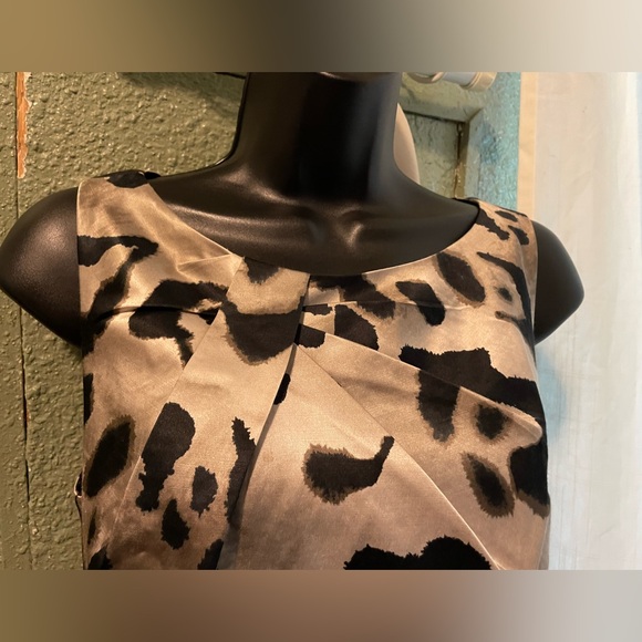 Ann Taylor Sz 6 Sleeveless Silk Blend Animal Print Shift Dress - Picture 4 of 7